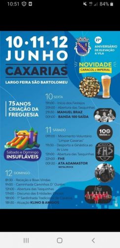 Cartaz das festas da Vila de Caxarias- Programa